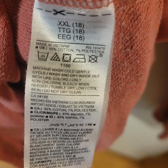 Old Navy Kids XXL (18) Hooded Sweatshirt Mauve Pink Lightweight Long Sleeve - Picture 4 of 4